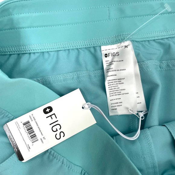 NEW Figs Kade Cargo Scrub Pants Size MT Tall turquoise green aqua blue - Picture 10 of 11